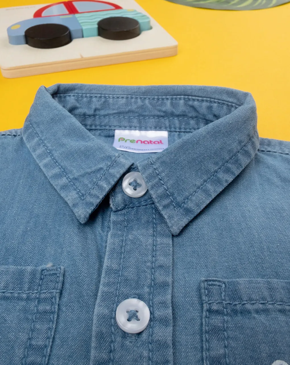 Prenatal Magliette Camicie E Body-Camicia Chambry Bimbo Blu Denim