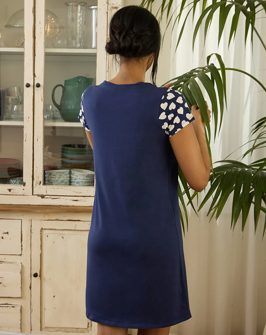Prenatal Pigiami E Camicie Da Notte-Camicia Da Notte Allattamento Premaman Con Cuori