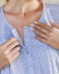 Prenatal Pigiami E Camicie Da Notte-Camicia Da Notte Per Parto Grigio Melange Fantasia Pois
