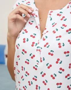 Prenatal Pigiami E Camicie Da Notte-Camicia Da Notte Premaman Allattamento Fantasia Ciliegie