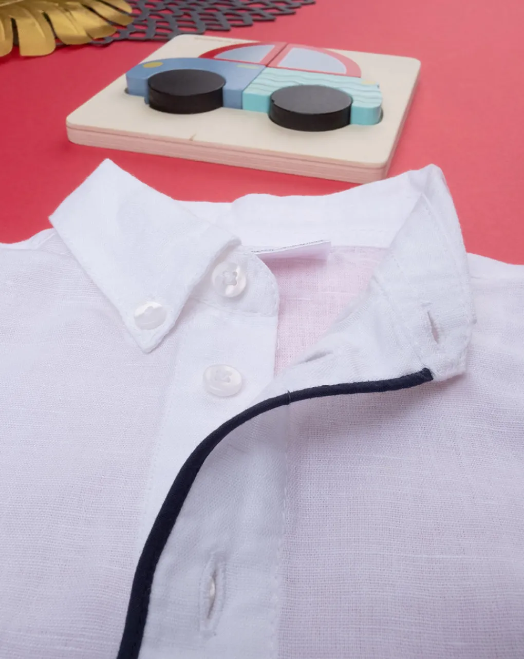 Prenatal Magliette Camicie E Body-Camicia Lino Bimbo Bianca