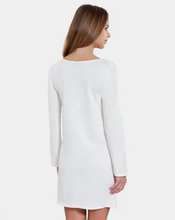 Prenatal Pigiami E Camicie Da Notte-Camicia Parto Bianca Aperta Maniche Lunghe