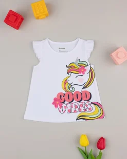 Prenatal Magliette Camicie E Body-Canotta Bimba Panna "Unicorno”