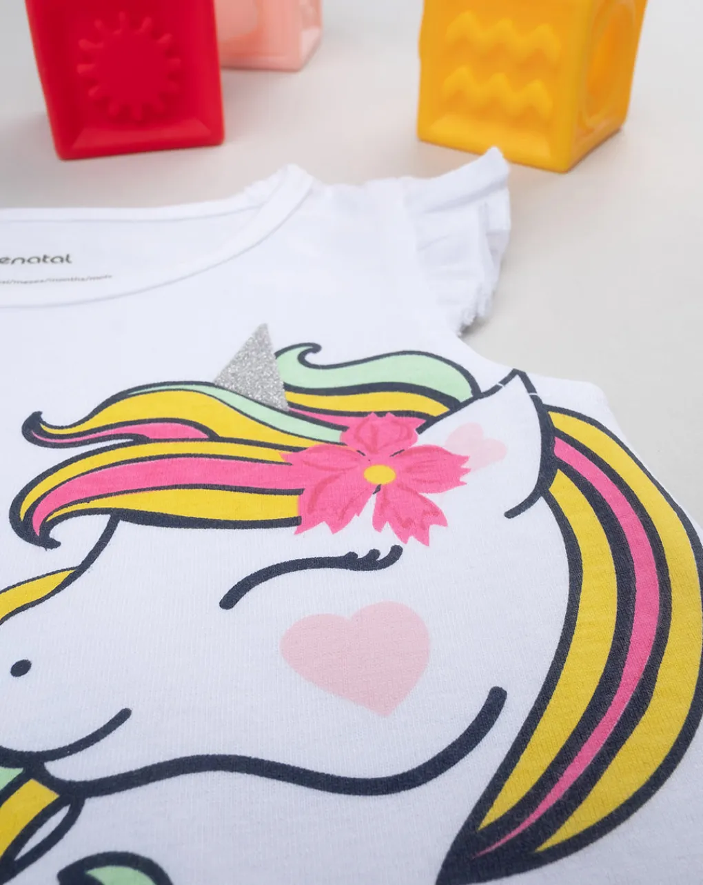 Prenatal Magliette Camicie E Body-Canotta Bimba Panna "Unicorno”