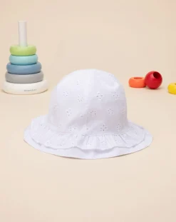 Prenatal Cappelli E Accessori-Cappello Bimba Bianco Pizzo Sangallo