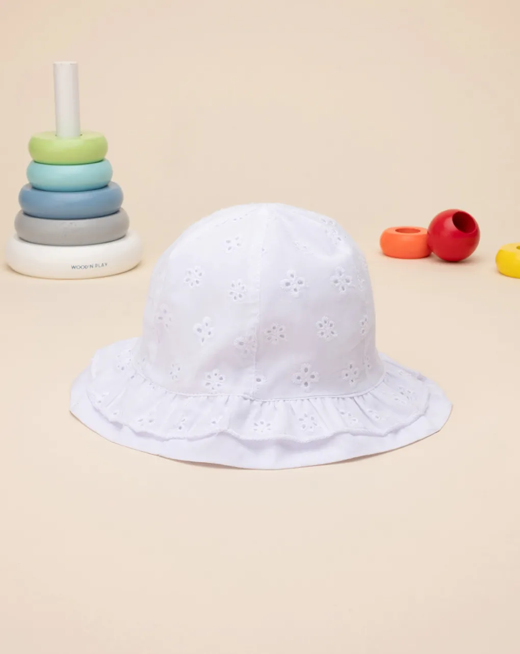 Prenatal Cappelli E Accessori-Cappello Bimba Bianco Pizzo Sangallo