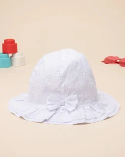 Prenatal Cappelli E Sciarpe-Cappello Bimba Bianco Sangallo