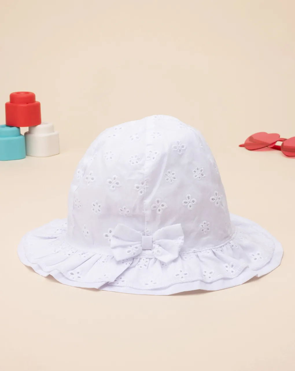 Prenatal Cappelli E Sciarpe-Cappello Bimba Bianco Sangallo