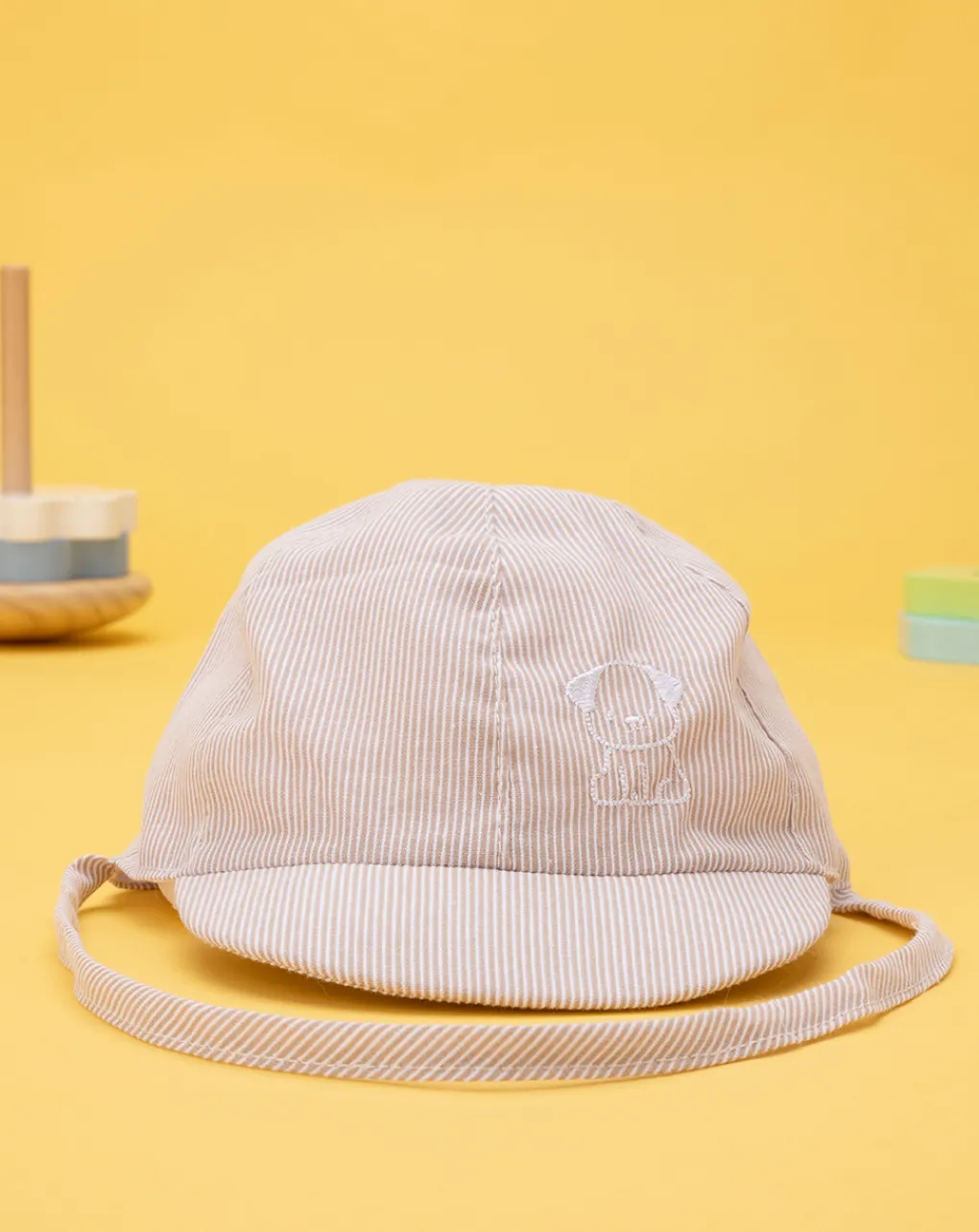 Prenatal Cappellini Cuffiette E Muffole-Cappello Bimbo Baseball Rigato Lino