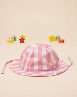 Prenatal Cappellini Cuffiette E Muffole-Cappello Neonata In Popeline Vichy