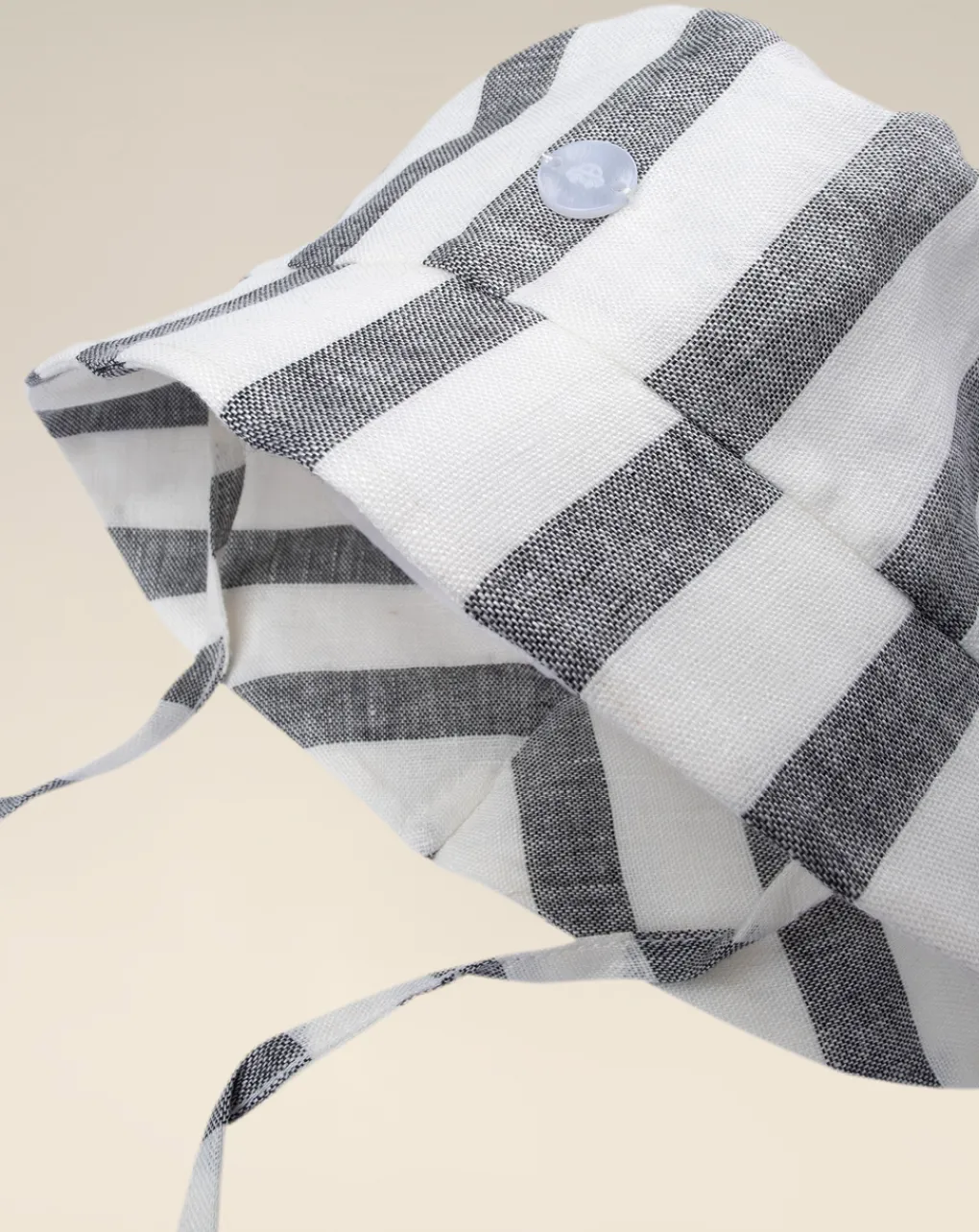 Prenatal Cappellini Cuffiette E Muffole-Cappello Per Neonato A Righe In Lino