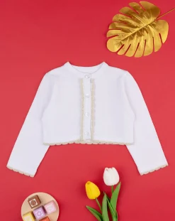 Prenatal Maglioni E Cardigan-Cardigan Bimba Tricot Panna/Oro