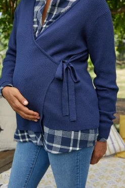 Prenatal Maglieria Premaman-Cardigan Premaman Allattamento Annodato In Vita