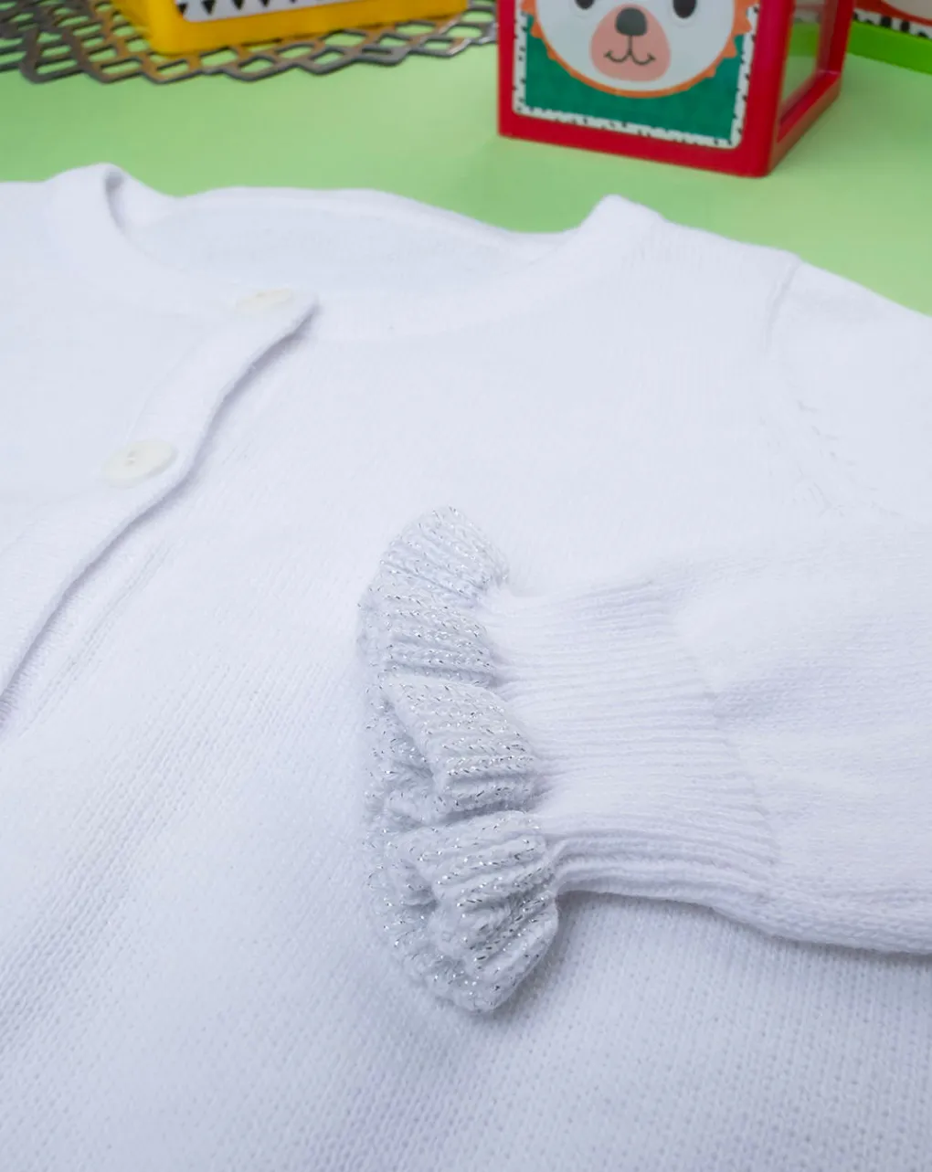 Prenatal Maglioni E Cardigan-Cardigan Tricot Bimba Bianco