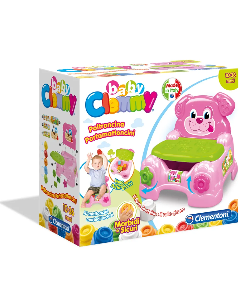 Clementoni Costruzioni Giocattolo-Clemmy - Poltroncina Porta Mattoncini Bimba