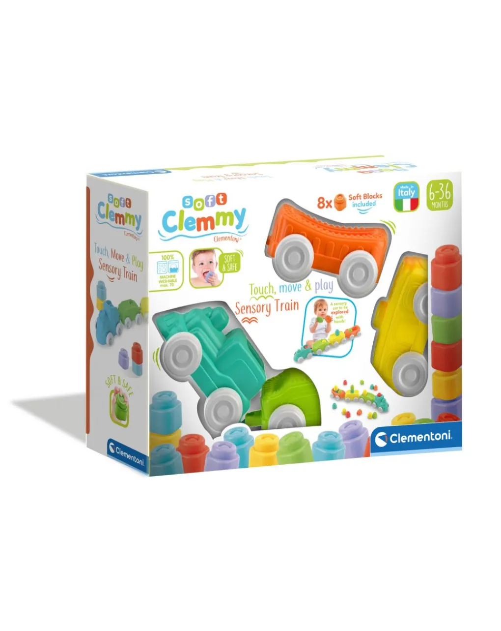 Clementoni Giochi Primi Mesi-Clemmy - Trenino Sensoriale Toccamuovi E Gioca