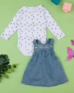Prenatal Vestiti E Completi-Completo Bimba Body + Pinafore
