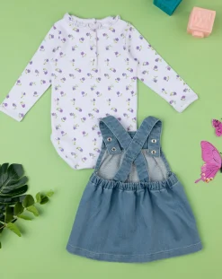 Prenatal Vestiti E Completi-Completo Bimba Body + Pinafore
