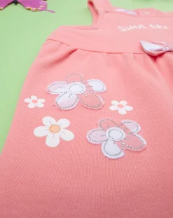 Prenatal Abiti Completi E Tutine-Completo Bimba Salopette + T-Shirt Fiori