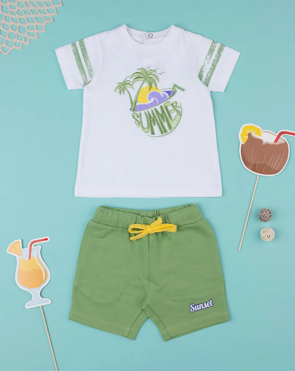 Prenatal Completi-Completo Bimbo Bianco/Verde