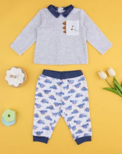 Prenatal Abiti Completi E Tutine-Completo Bimbo Ciniglia Grigio/Blu