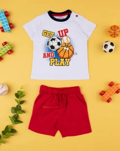 Prenatal Completi-Completo Bimbo Sport Bianco/Rosso