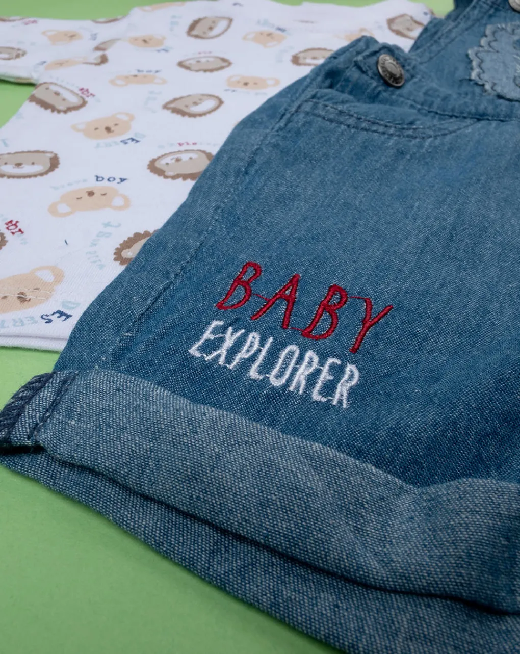 Prenatal Abiti Completi E Tutine-Completo Chambray Bimbo Salopette "Leone”