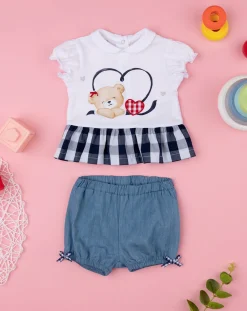 Prenatal Abiti Completi E Tutine-Completo Corto Neonata Maglia + Shorts Chambray