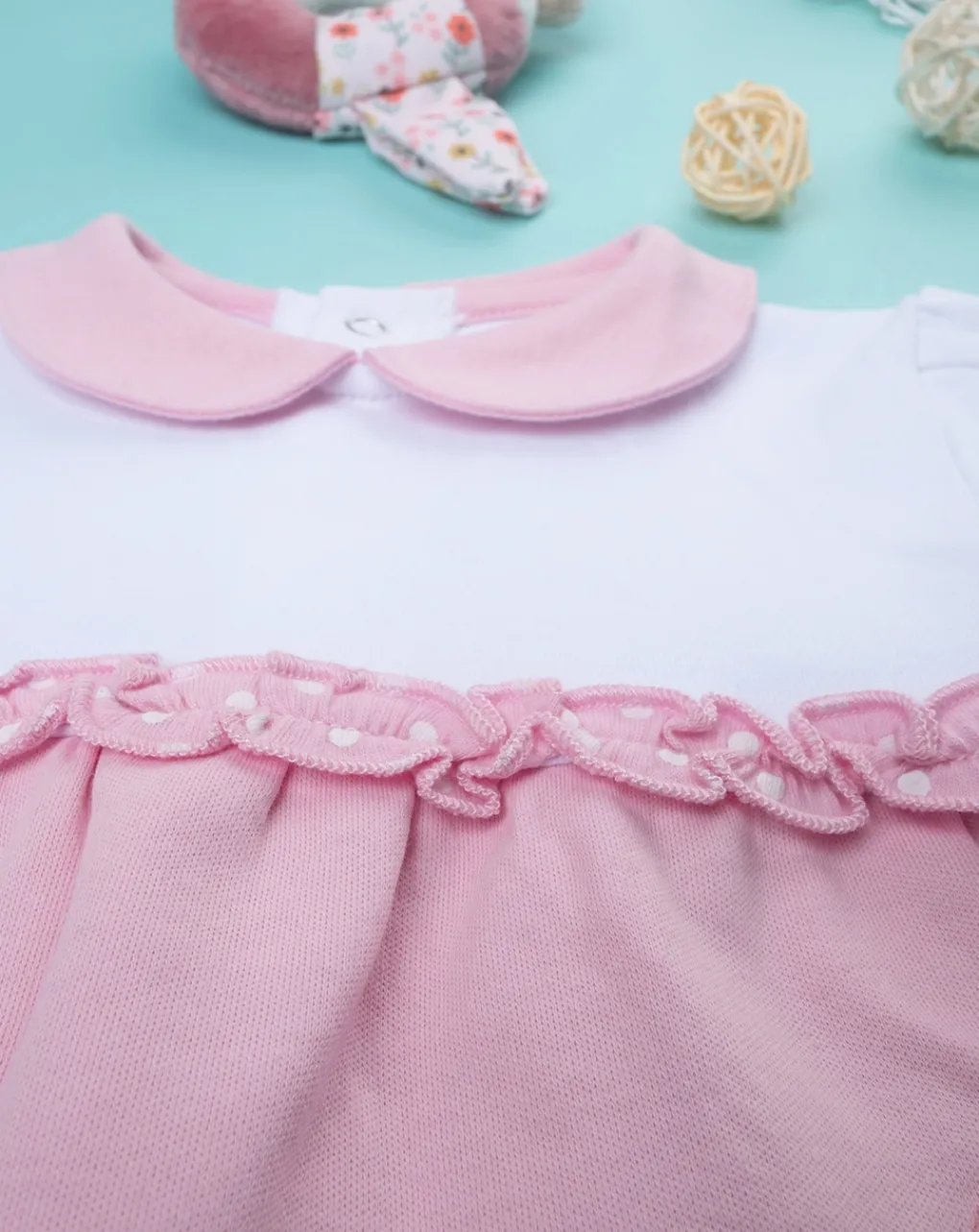 Prenatal Abiti Completi E Tutine-Completo Due Pezzi Neonata Floreale Bianco E Rosa