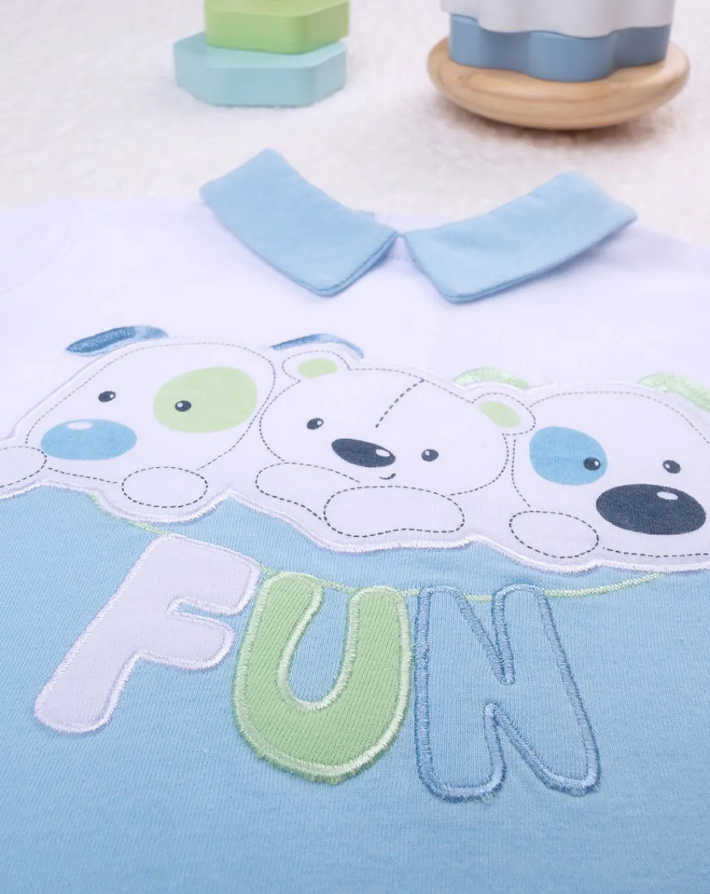 Prenatal Abiti Completi E Tutine-Completo Jersey Bimbo Bianco/Azzurro