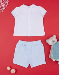 Prenatal Abiti Completi E Tutine-Completo Piquet Bimbo Bianco/Azzurro