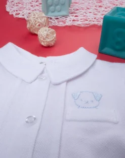 Prenatal Abiti Completi E Tutine-Completo Piquet Bimbo Bianco/Azzurro