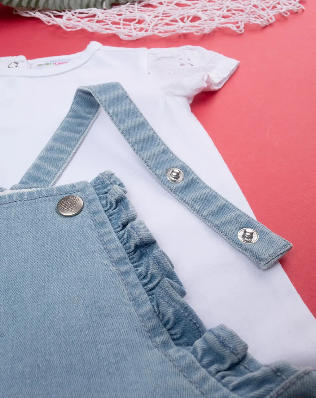 Prenatal Vestiti E Completi-Completo Salopette E T-Shirt Bimba