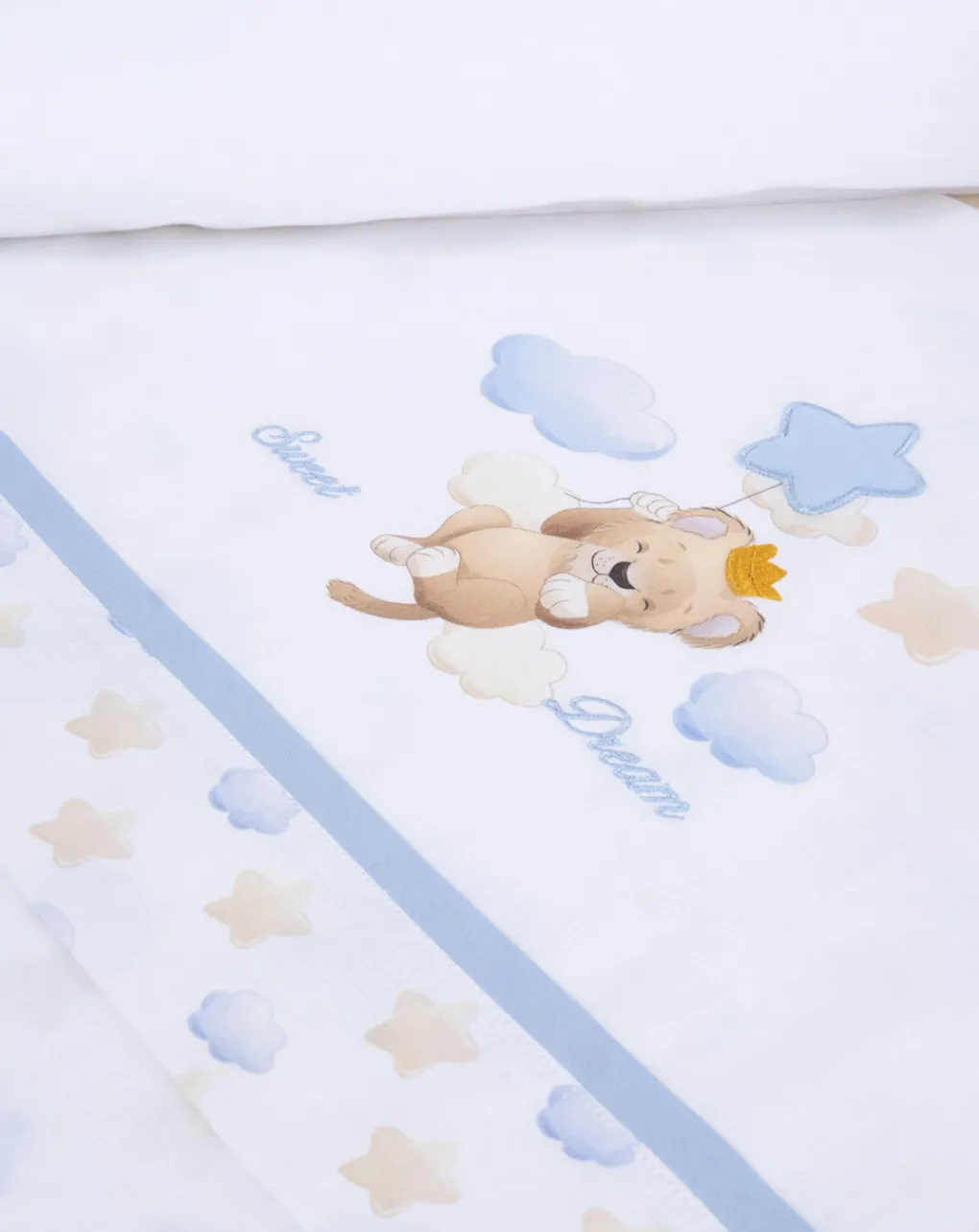 Prenatal Lenzuola E Trapunte-Completo Universale Lettino 3 Pz Boy "Leone”