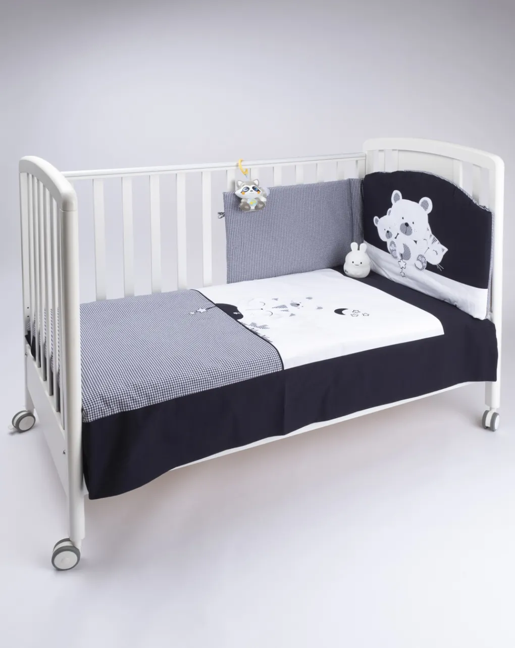 Prenatal Lenzuola E Trapunte-Completo Universale Lettino 4 Pz Unisex Con Vichy