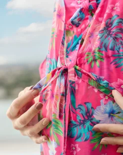 Prenatal Abiti E Completi-Copricostume Premaman Fantasia Tropicale Con Ruches