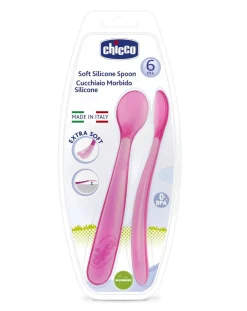 Chicco Piatti E Posate-Cucchiaio Morbido Silicone 6M+ Rosa (2Pz)