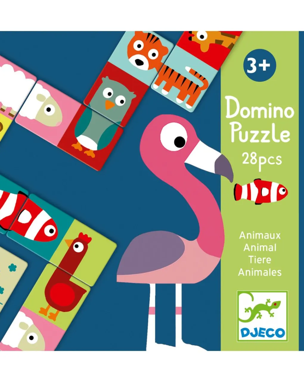 Djeco Giochi Didattici-Domino Animo-Puzzle 28 Carte -