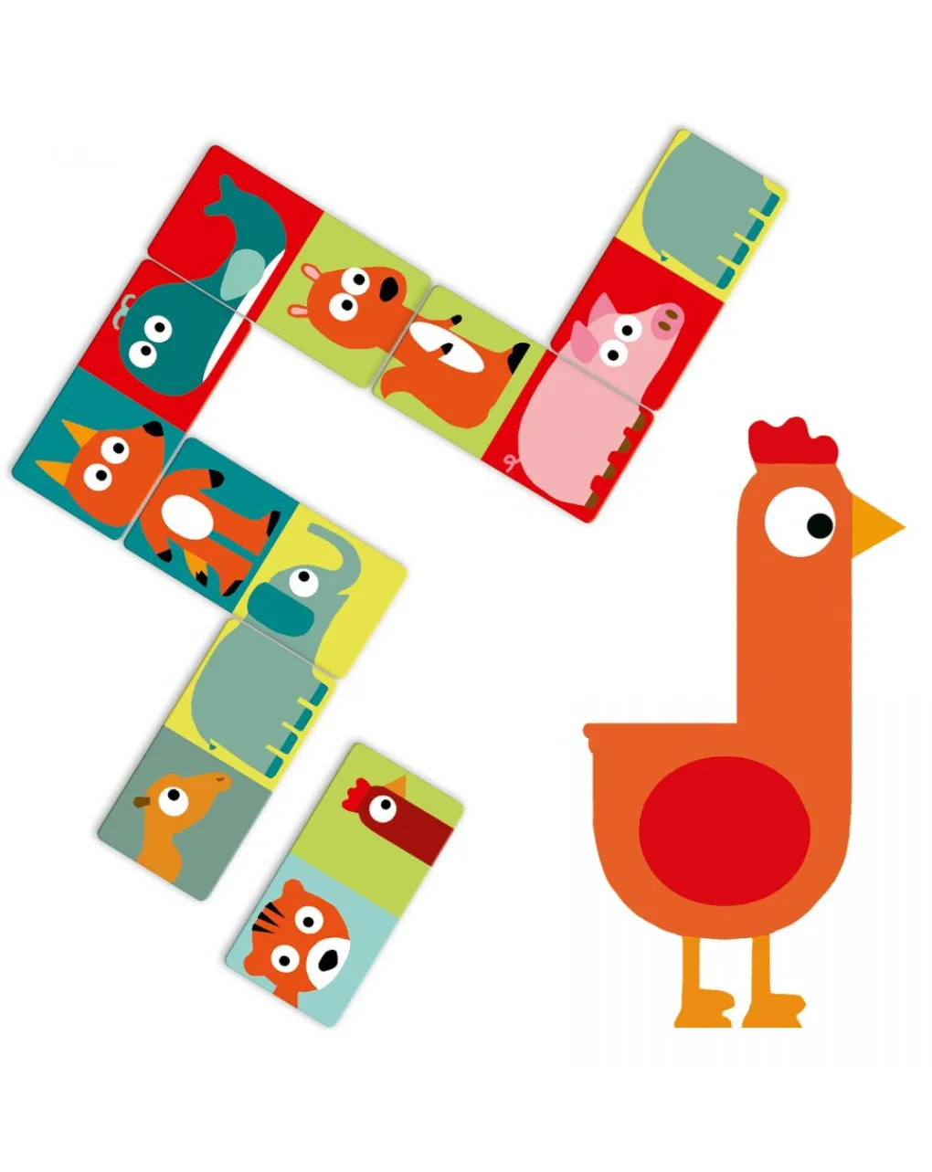 Djeco Giochi Didattici-Domino Animo-Puzzle 28 Carte -