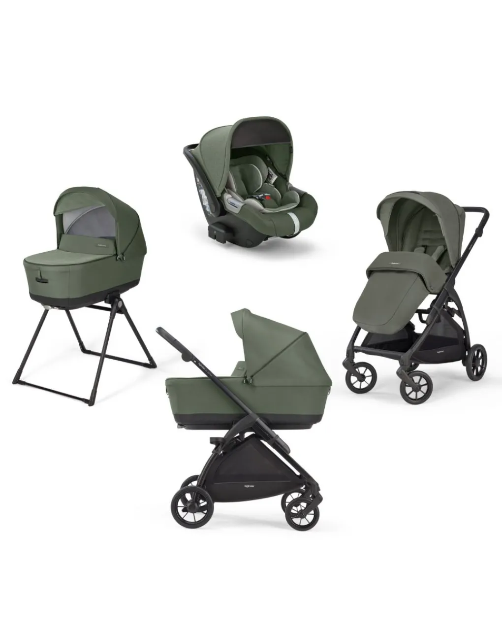 Inglesina Trio E Duo-Electa System Quattro Con Seggiolino Cab E Telaio Colore Tribeca Green -