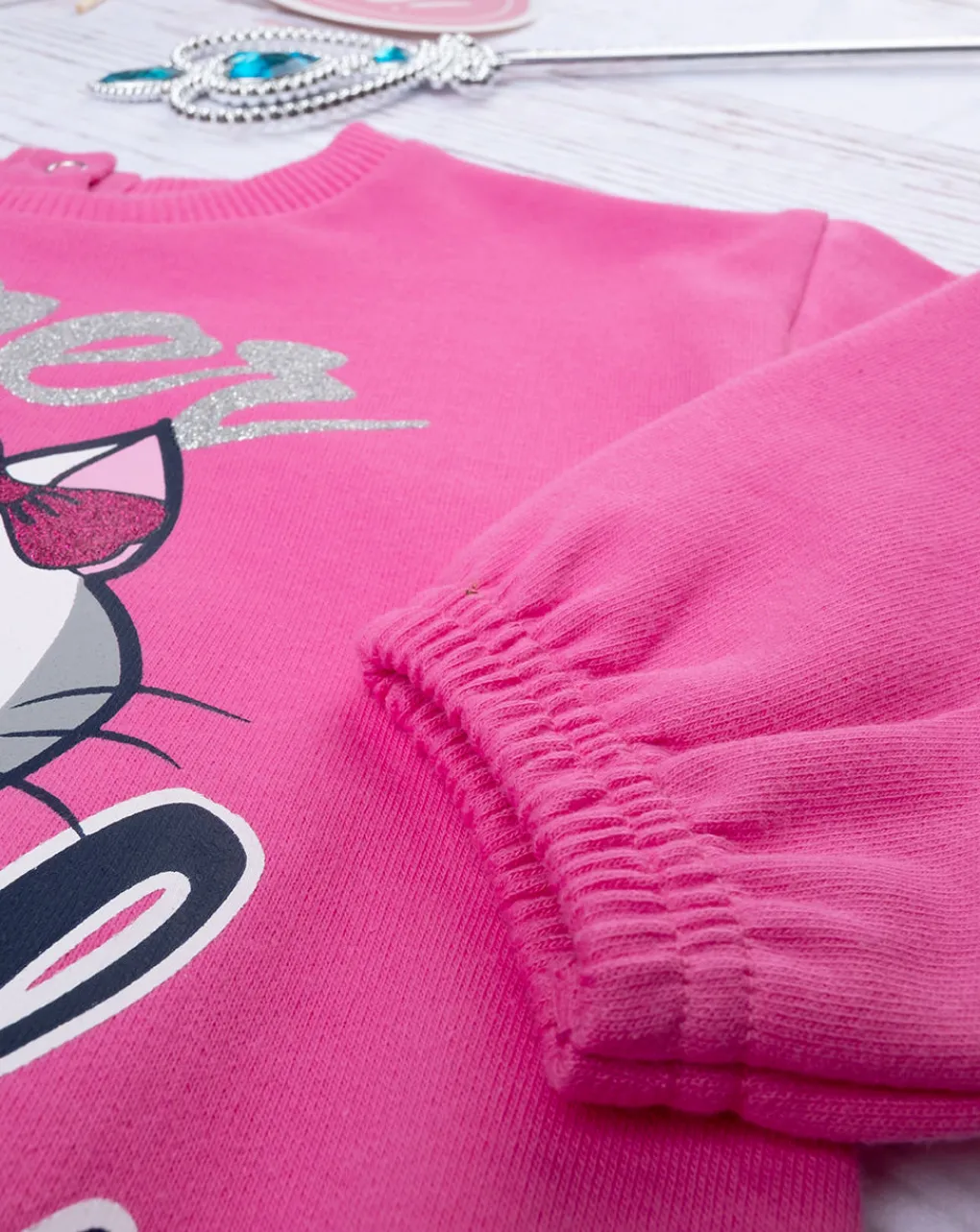 Prenatal Maglioni E Cardigan-Felpa Bimba French Terry "Gattina” Rosa