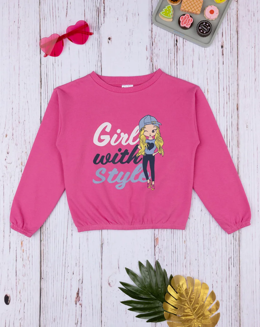 Prenatal Felpe E Maglioni-Felpa Bimba Rosa "Girl”