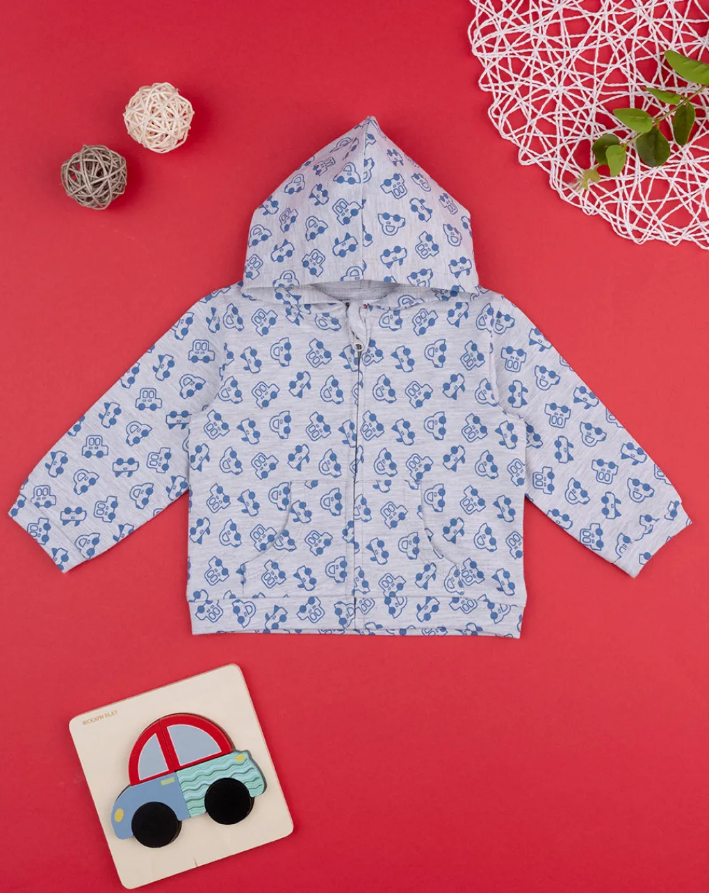 Prenatal Cardigan-Felpa Bimbo Grigia "Automobili”
