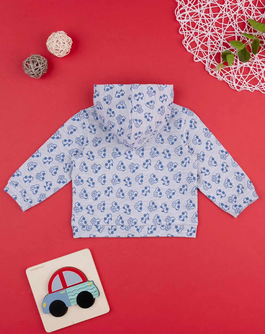 Prenatal Cardigan-Felpa Bimbo Grigia "Automobili”