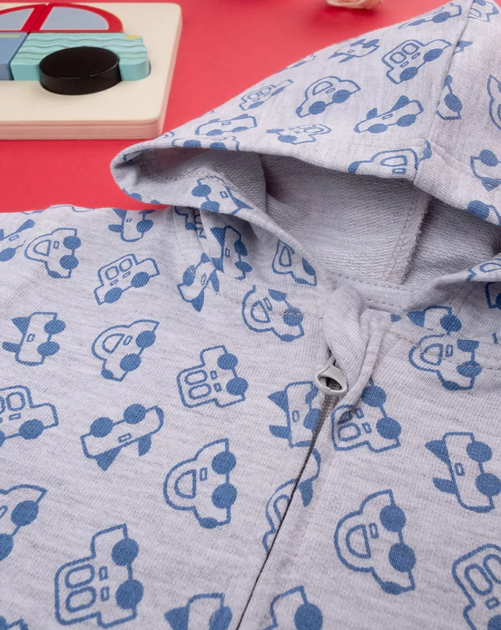 Prenatal Cardigan-Felpa Bimbo Grigia "Automobili”