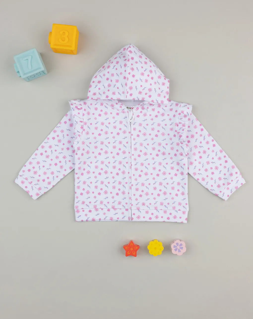 Prenatal Cardigan-Felpa Con Cappuccio Bimba "Fiorellini”