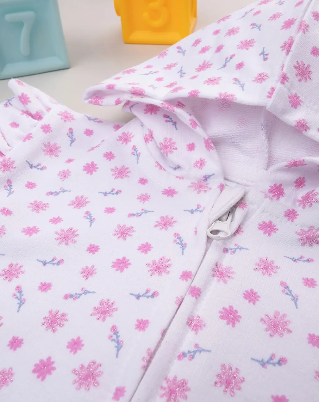 Prenatal Cardigan-Felpa Con Cappuccio Bimba "Fiorellini”