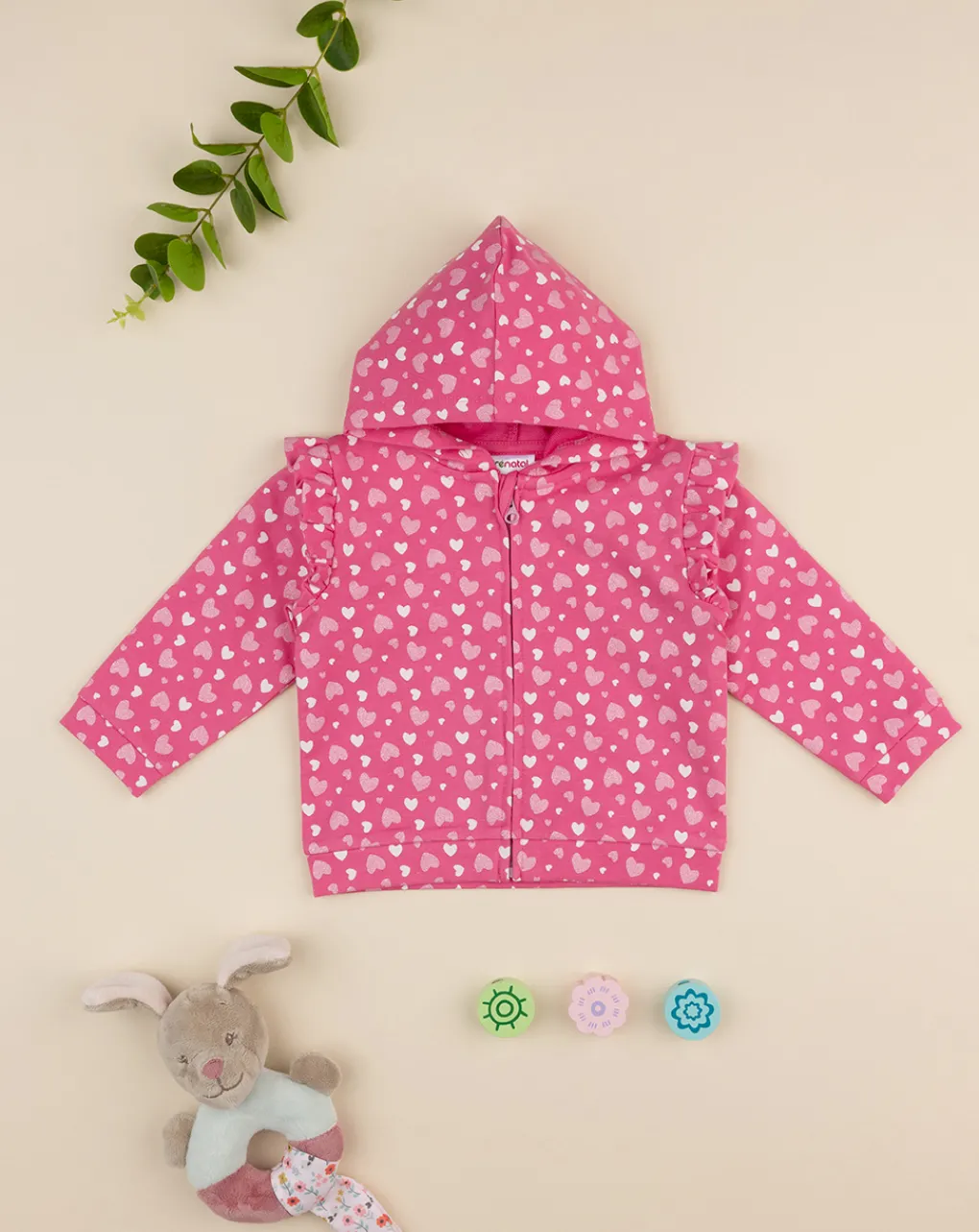 Prenatal Cardigan-Felpa Con Cappuccio Bimba "Cuori”