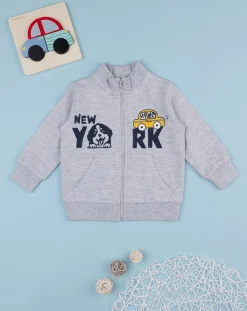 Prenatal Maglioni E Cardigan-Felpa Garzata Bimbo Grigia "New York”