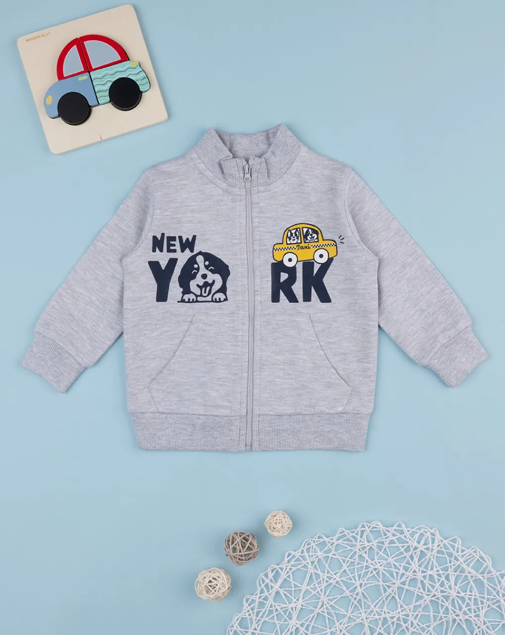Prenatal Maglioni E Cardigan-Felpa Garzata Bimbo Grigia "New York”